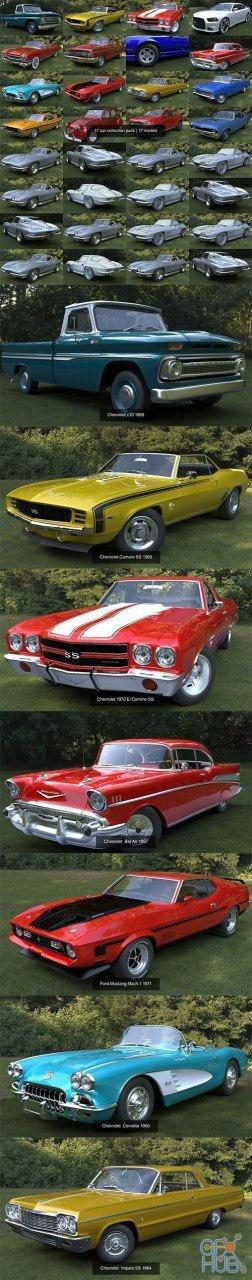 Cgtrader 17 car collection pack