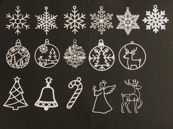 Christmas Ornament Set – Stars, Snowflakes, Bells & Trees