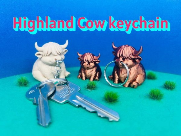 Highland cow keychain-keychain