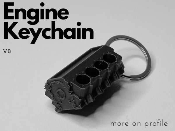 Engine block V8 keychain