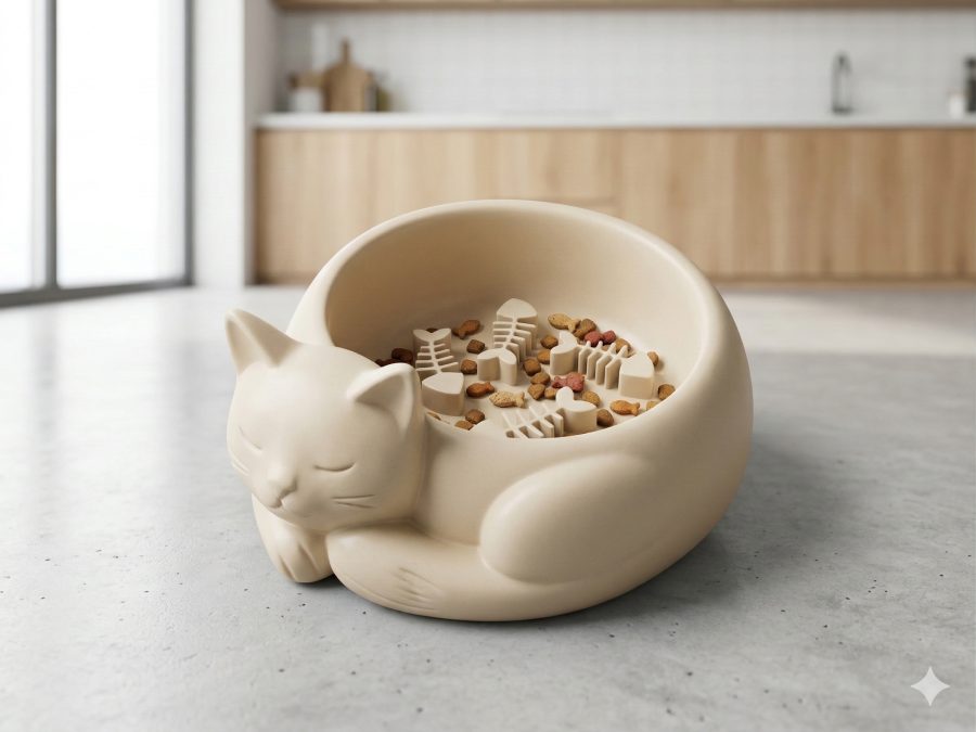 Sleeping Cat Slow Feeder (Fishbone Edition)