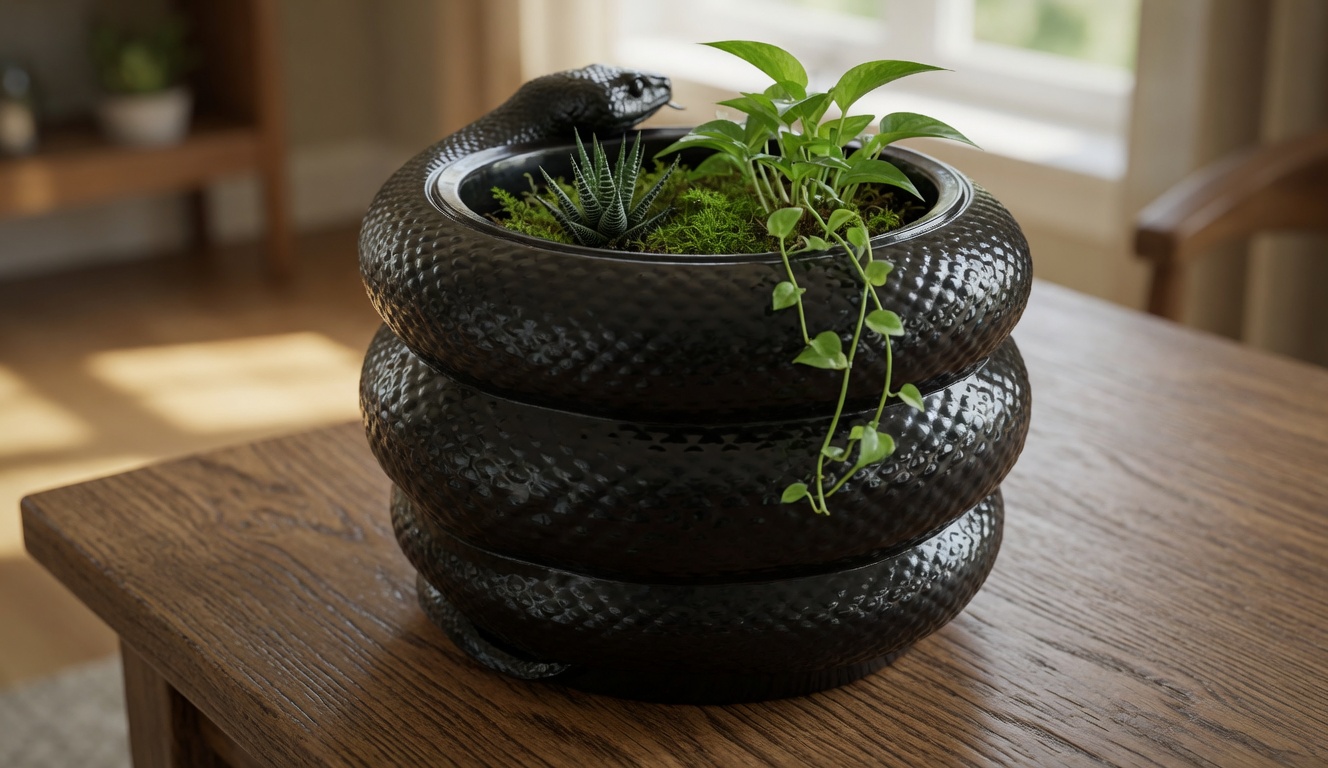Coiled Snake Planter Pot