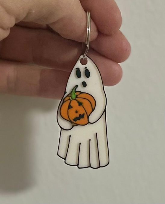Ghost with pumpkin keychain