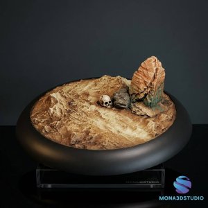 Miniature Base with Skull and Rock – Highly Detailed – 25/32/40/50 mm – 3D Printable STL