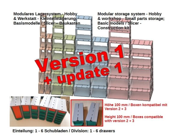 Modulares Lagersystem - Hobby & Werkstatt - Kleinteilelagerung; Basismodelle / Slicer - Baukasten // Modular storage system - Hobby & workshop - Small parts storage; Basic models / Slicer - Construction kit