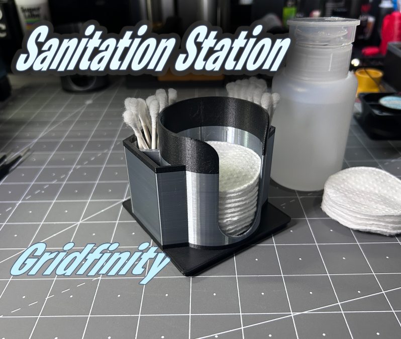 Gridfinity Cotton Pad and Q-Tip holder - Sanitation Station 2x2