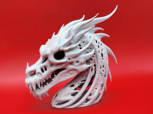 Skeletal Dragon Head Sculpture
