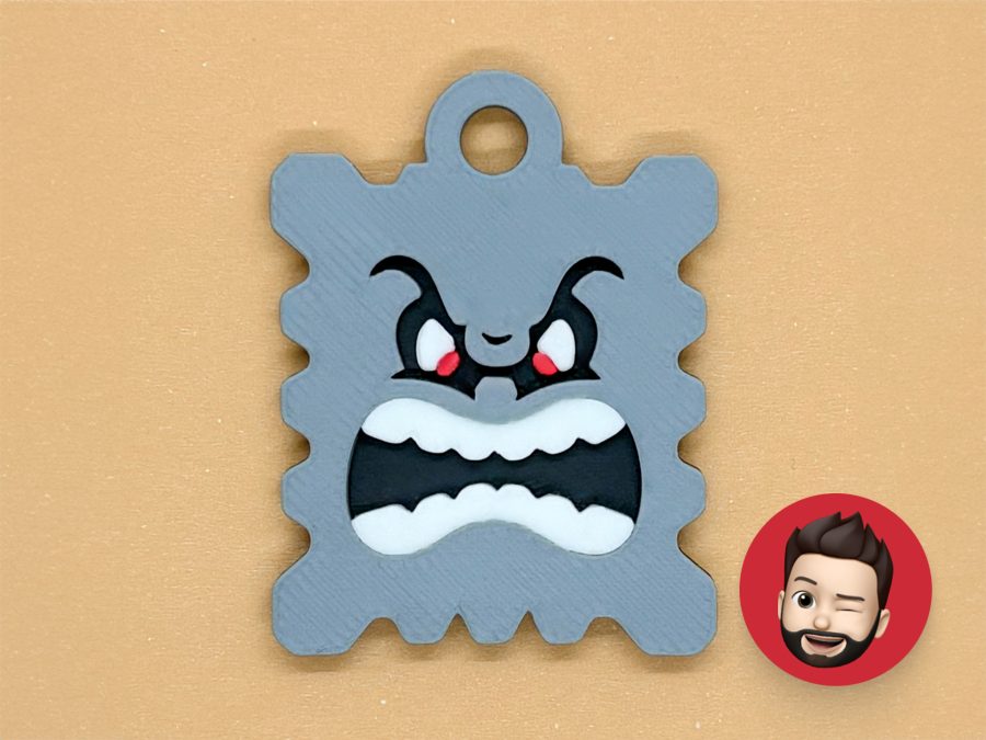 Mario Thwomp keychain