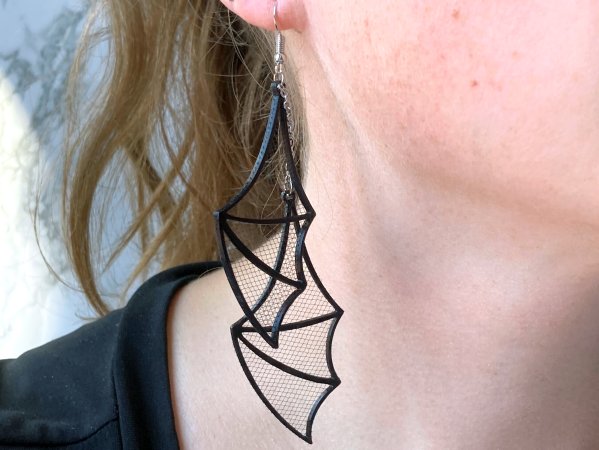 Bat Wing Earrings with Tulle