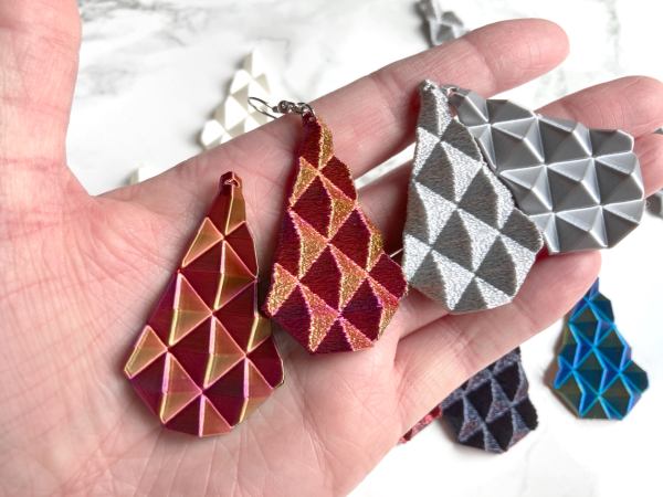 Pyramid Faceted Earrings - Smooth or Fuzzy Skin
