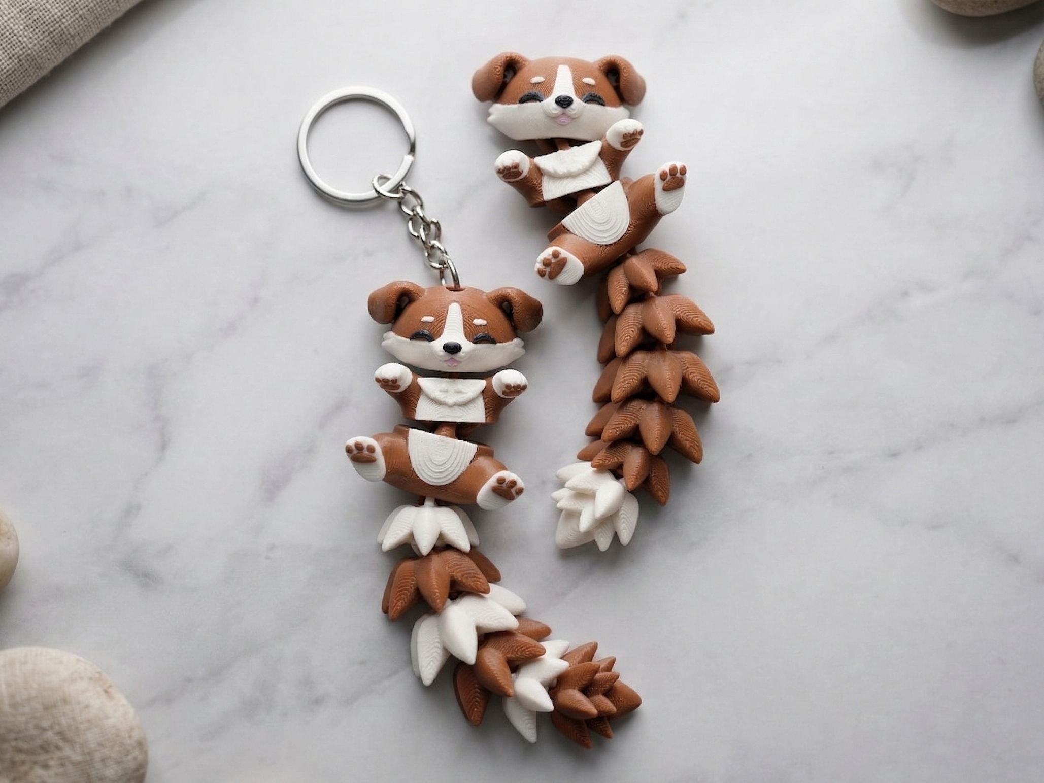 Fluffy Tail Cute Flexi Puppy - Articulated Toy / Keychain