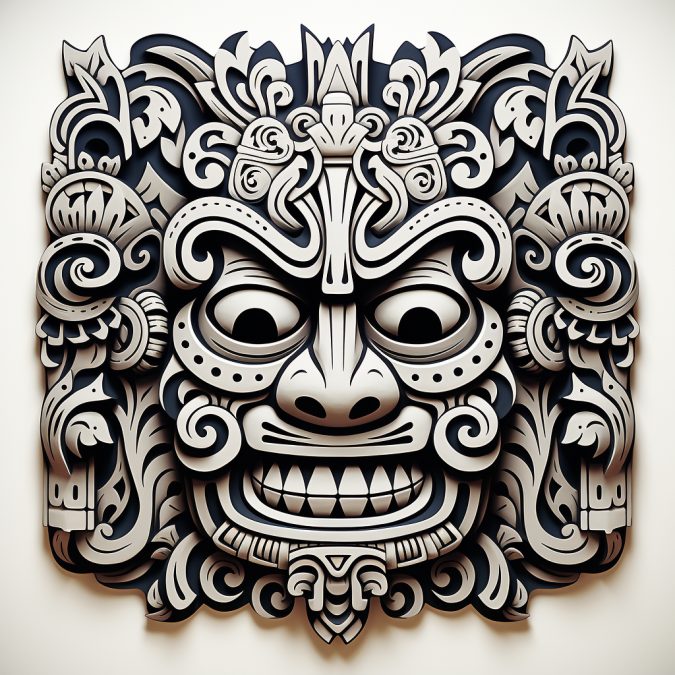 Tiki style mask tile