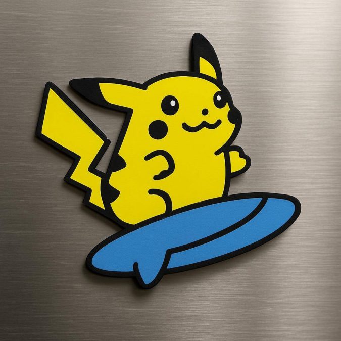 Surfing pikachu fridge magnet