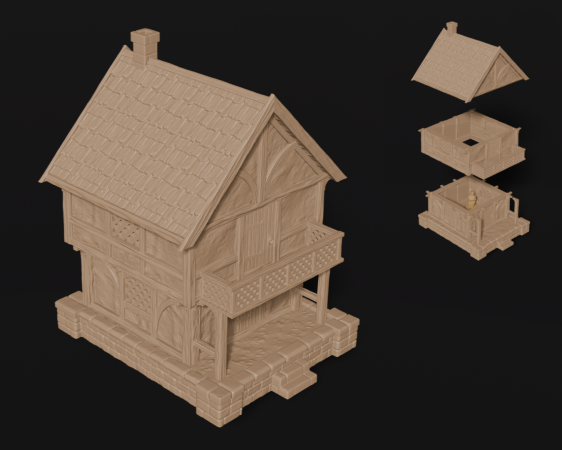 Medieval Townhouse – Two-Story Miniature Building