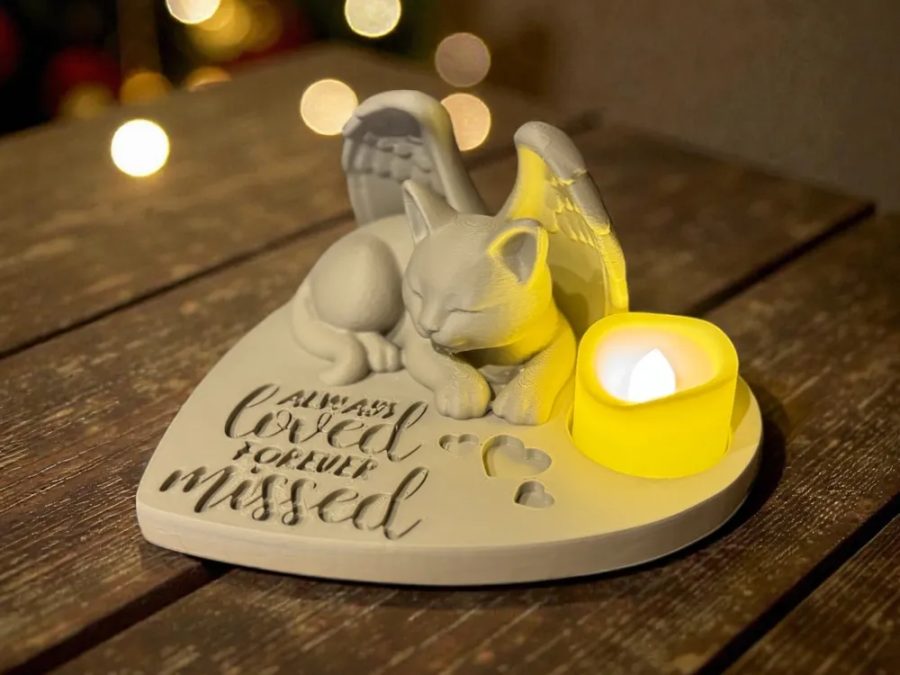 Angel Cat Memorial Statue - Always Loved Forever Missed