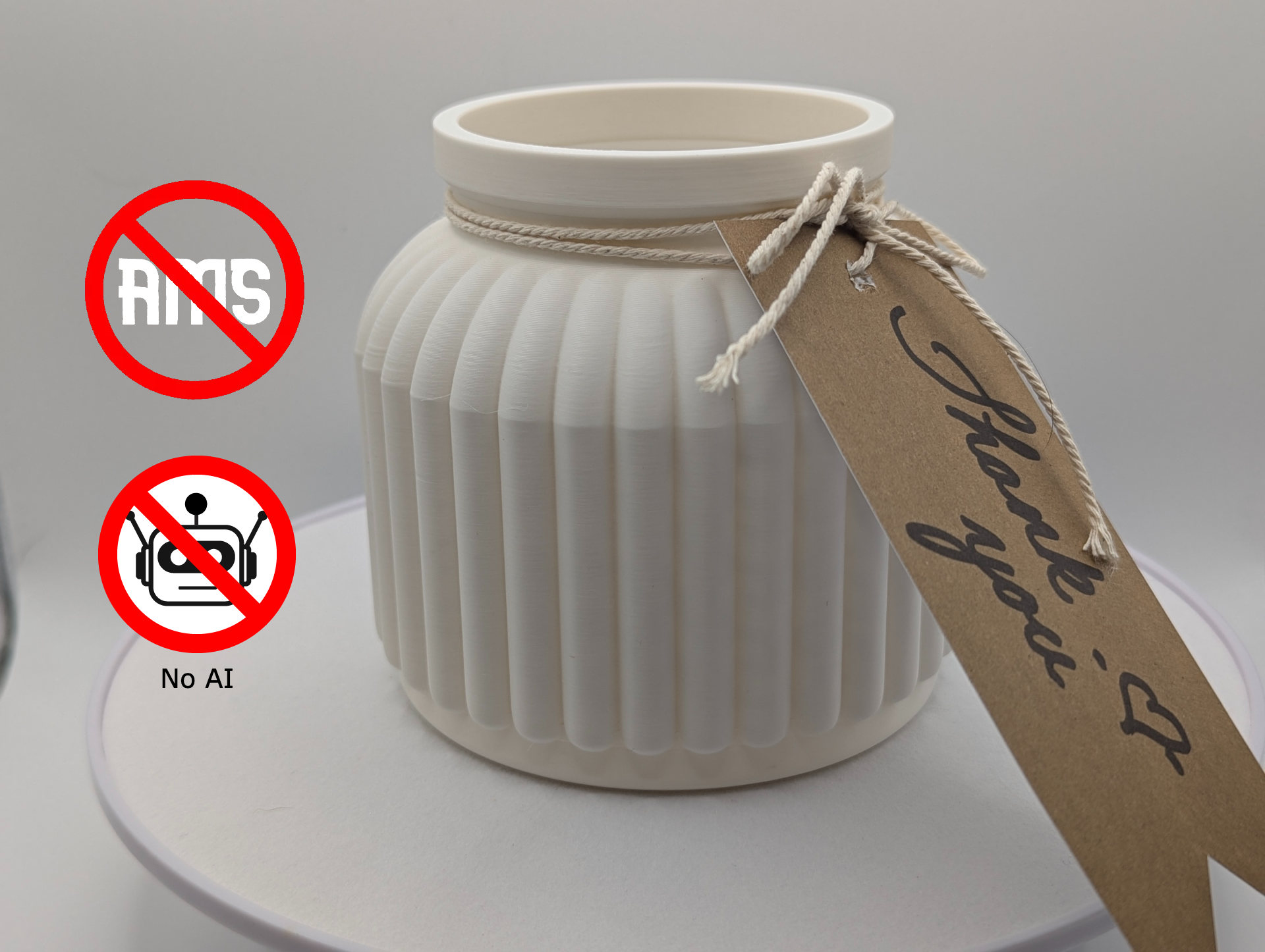 Human-made Modern Ribbed Planter / Vase