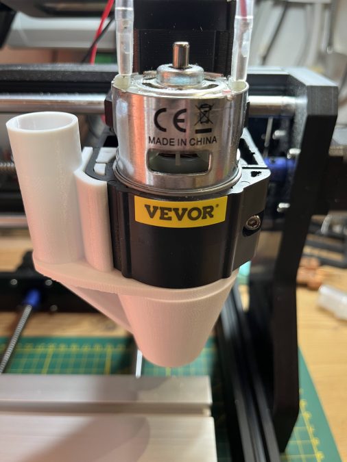 VEVOR CNC-3018 PRO Dust-Boot with ResMed Hose Adapter, modified