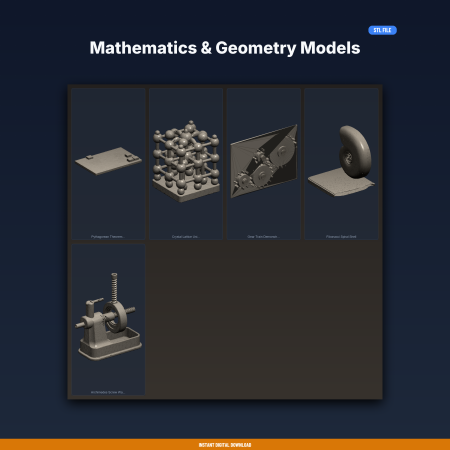 Mathematics & Geometry Models - 5-Model STL Bundle