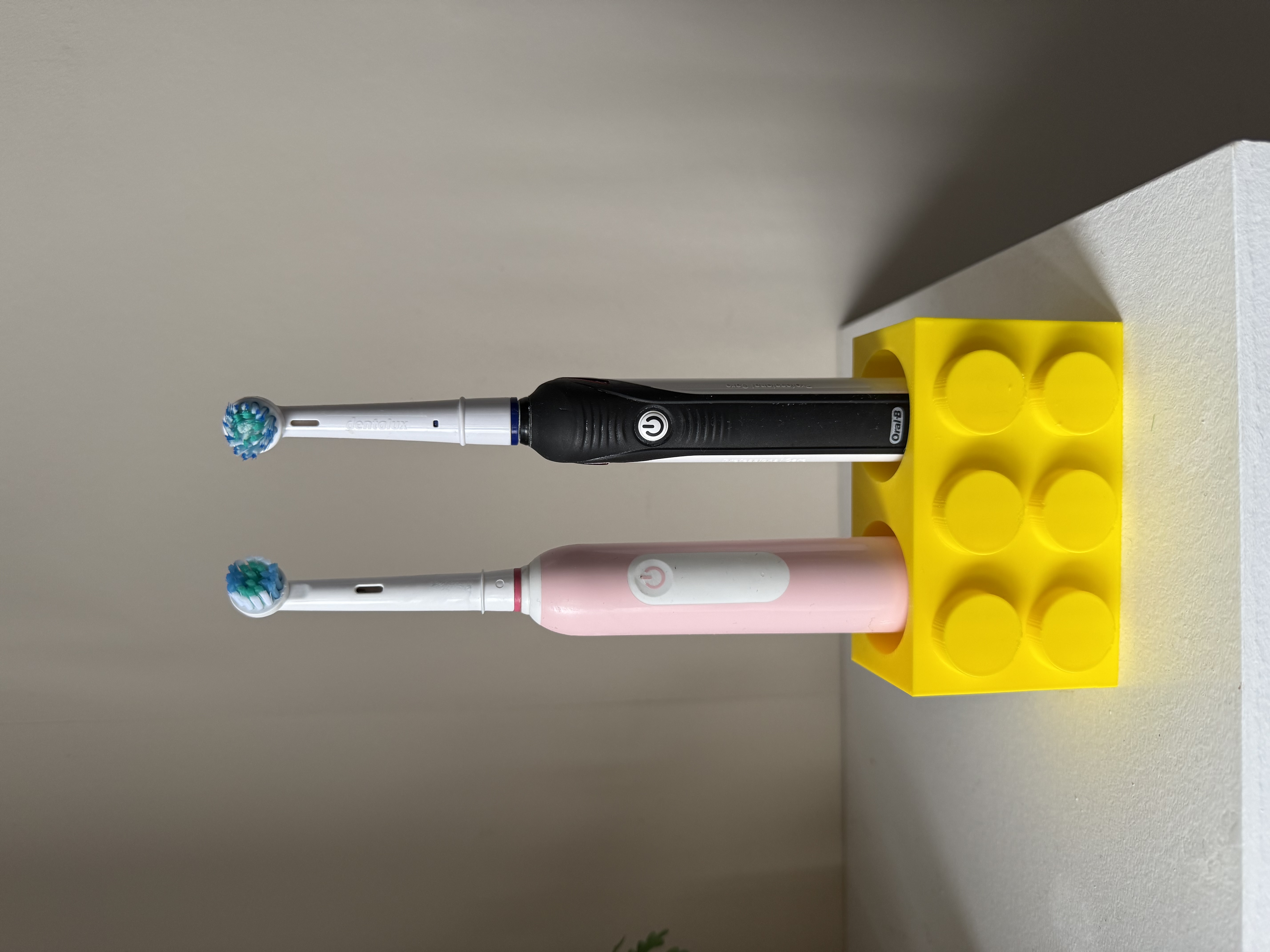 Lego inspired toothbrush holder
