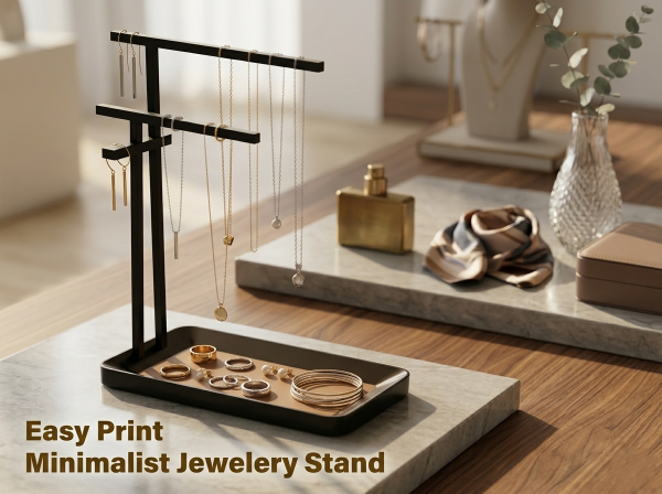 Minimalist Jewelry Stand – 3D Printed Ring, Necklace & Bracelet Organizer