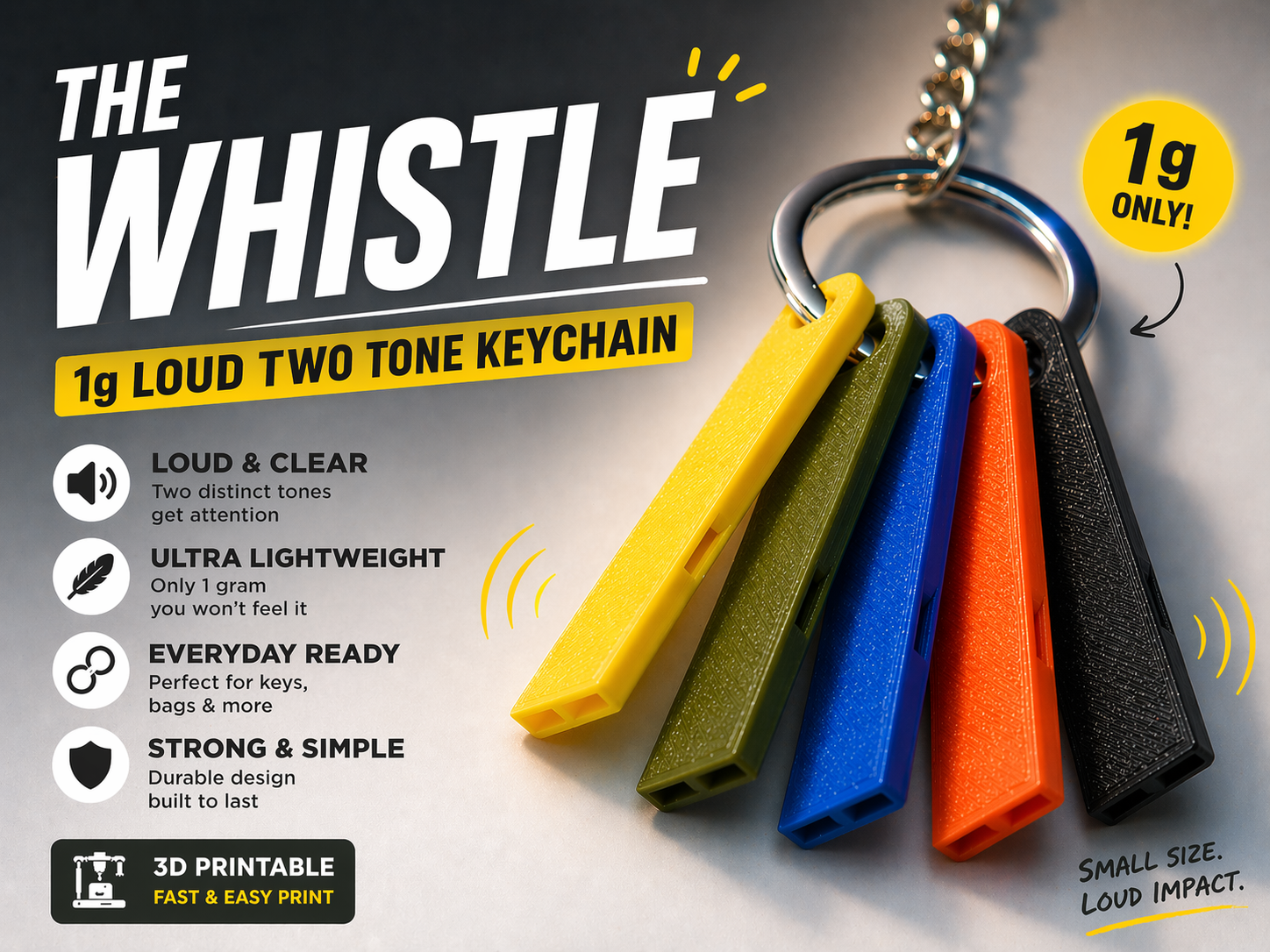 the whistle - 1g loud two tone keychain