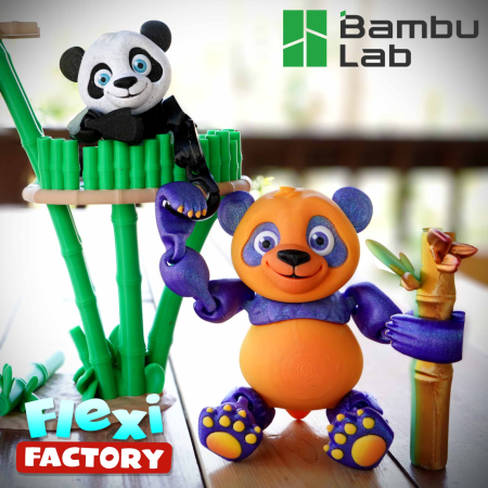 Flexi Factory and Bambu Lab Collaborative: Panda Bear and Stand