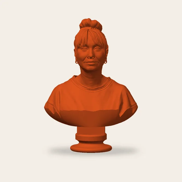 An antique bust on a tablet and a socle with a wide foot