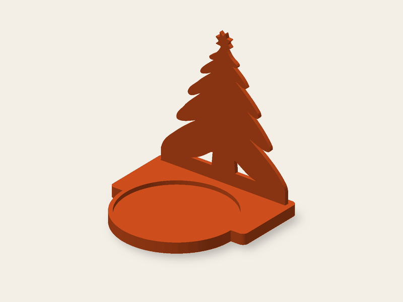 Base para una vela de 80 mm de diámetro con un árbol de Navidad de 100 mm de ancho.
