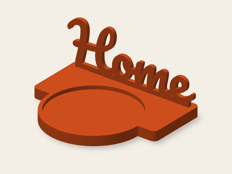 Base para una vela de 70 mm con la palabra Home en letra manuscrita.