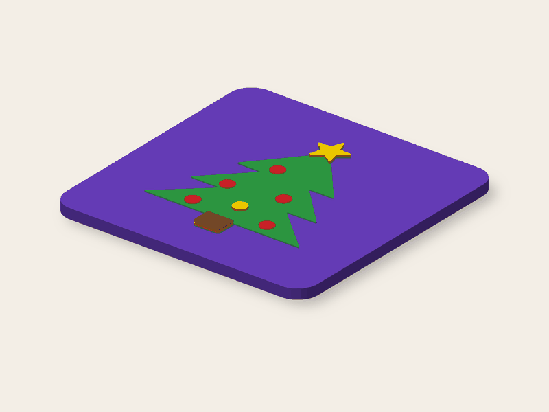 Posavasos cuadrado de 100 mm con un árbol de Navidad.