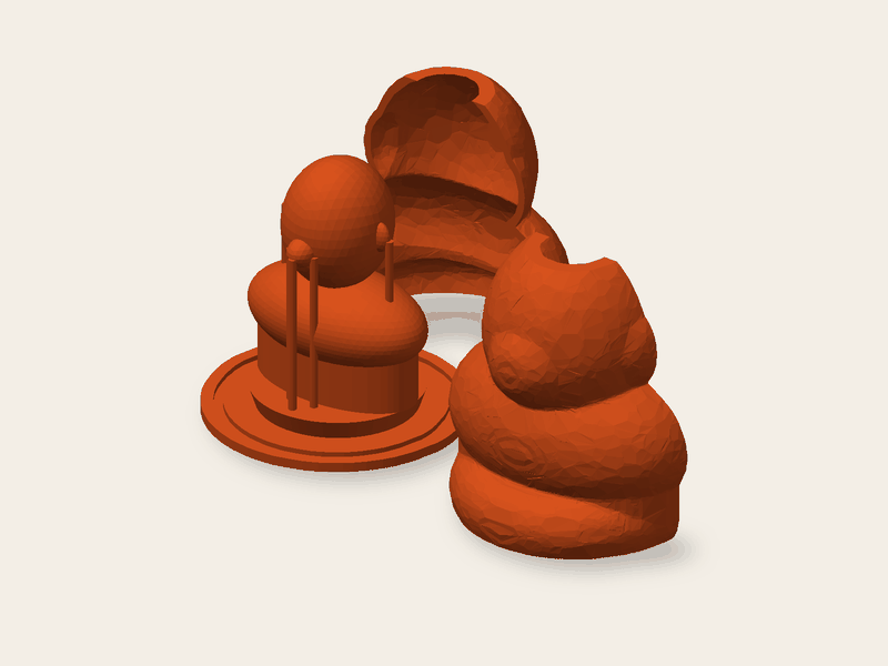 A mold for silicone: a shell in two halves follows the bust and saves more than half of the silicone