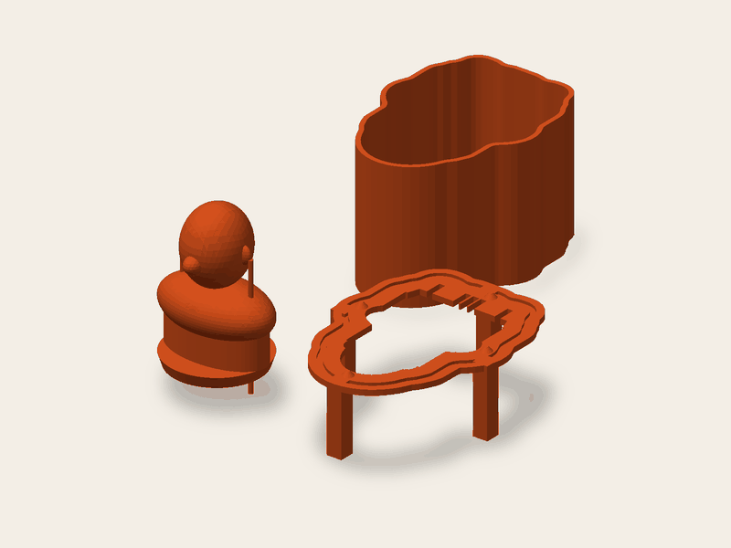 A mold for silicone: two-part, with a parting plate, cone keys and a box