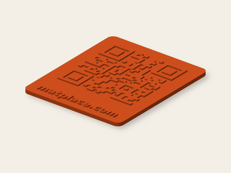 QR cedulka 70 × 83 mm s odkazem na web a popiskem matplace.com.