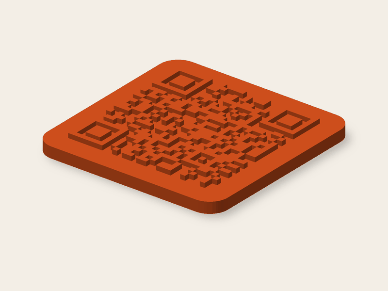 Malá QR destička 40 × 40 mm bez popisku, například na obal výrobku.