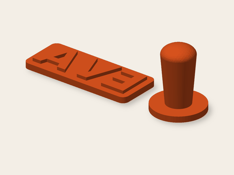 Sello EVA con mango, placa de 56 × 23 mm, motivo en relieve para arcilla.