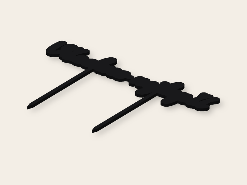 El texto Všechno nejlepší de 180 mm de ancho sin forma, con varillas de 80 mm.