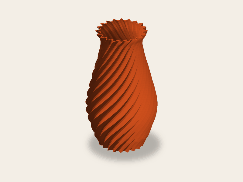 Jarrón en espiral de cuello estrecho, altura 180 mm, diámetro superior 62 mm, 20 nervios.